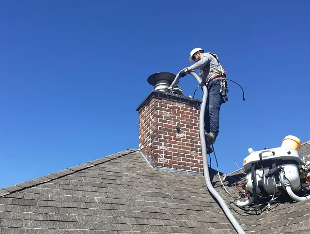 Dedicated Montebello Chimney Sweep team member cleaning a chimney in Montebello, CA
