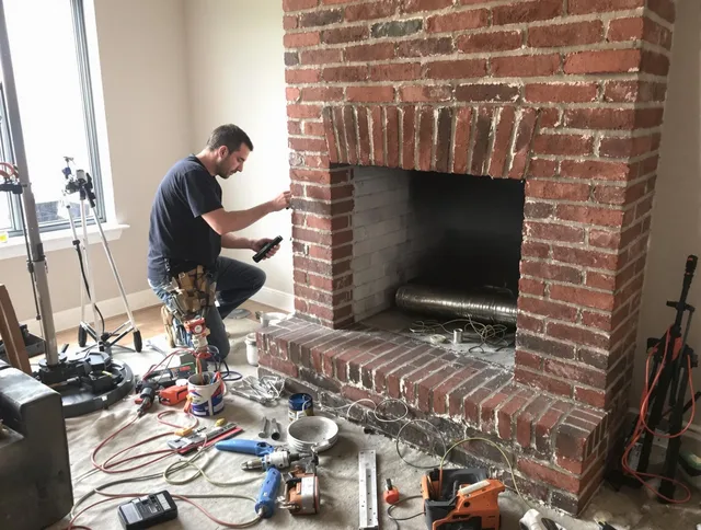 Montebello Chimney Sweep specialist finalizing chimney liner service in Montebello, CA