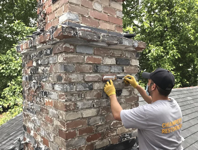 In-progress chimney restoration by Montebello Chimney Sweep in Montebello, CA